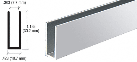 C.R. Laurence CRL Brite Anodized Aluminum Channel Extrusion with 1-3/16&quot; High Walls -12 ft Long | D626BA