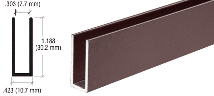 C.R. Laurence CRL Duranodic Bronze Aluminum Channel Extrusion with 1-3/16&quot; High Walls - 12 ft Long | D626DU