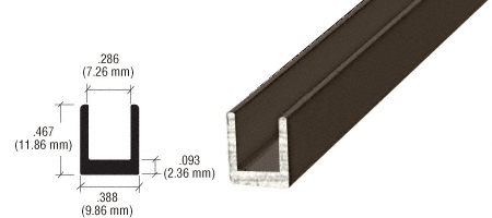 C.R. Laurence CRL Oil Rubbed Bronze 1/4&quot; Single Aluminum Channel - 12 Ft Long | D6310RB