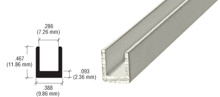 C.R. Laurence CRL Satin Anodized 1/4&quot; Single Aluminum Channel - 12 Ft Long | D631A