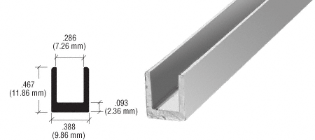 C.R. Laurence CRL Bright Anodized 1/4&quot; Single Aluminum Channel - 12 Ft Long | D631BA