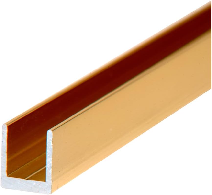 C.R. Laurence CRL Bright Gold Anodized 1/4&quot; Single Aluminum Channel - 12 Ft Long | D631BGA