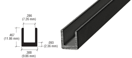 C.R. Laurence CRL Black 1/4&quot; Single Aluminum Channel - 12 Ft Long | D631BL