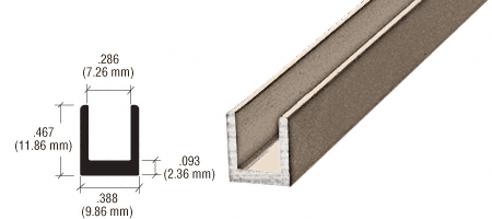 C.R. Laurence CRL Brushed Nickel 1/4&quot; Single Aluminum Channel - 12 Ft Long | D631BN