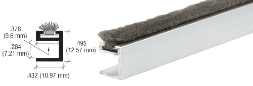 C.R. Laurence CRL Satin Anodized 1/2&quot; Wide Dust Proof Wiper (Rail) - 12 ft long | D632A