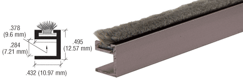 C.R. Laurence CRL Duranodic Bronze 1/2&quot; Wide Dust Proof Wiper (Rail) - 12 ft long | D632DU