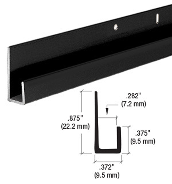 CRL Matte Black 1/4&quot; Standard Aluminum &quot;J&quot; Channel - 12 ft Long | D636MBL