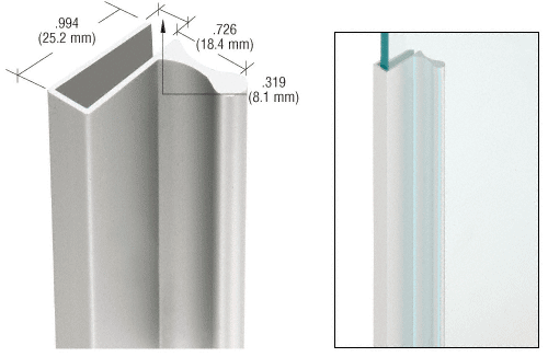 C.R. Laurence CRL Satin Anodized Extruded Aluminum for Showcase Finger Pulls With 1&quot; Lip - 12 ft Long | D639A