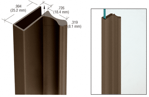 C.R. Laurence CRL Duranodic Finish Extruded Aluminum for Showcase Finger Pulls With 1&quot; Lip - 12 ft Long | D639DU