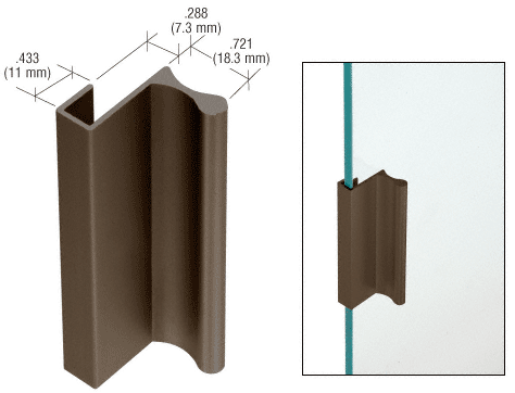 C.R. Laurence CRL 3&quot; Duranodic Bronze Aluminum Pull with 7/16&quot; Lip for Sliding Glass and Panel Doors | D643DU