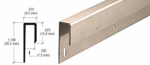 C.R. Laurence CRL Brushed Nickel Finish 1/4&quot; Deep Nose &quot;J&quot; Channel - 12 ft long | D645BN