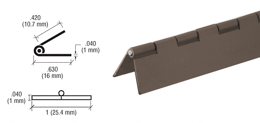 C.R. Laurence CRL Bronze Finish 1&quot; Steel Piano Hinge - 72 in long | D667BRZ