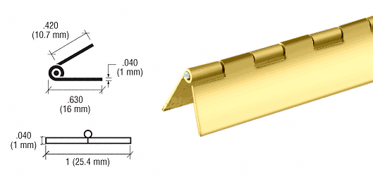 CRL Brass Finish 1&quot; Steel Piano Hinge | D667BR