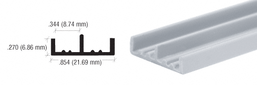 C.R. Laurence CRL Gray Lower Plastic Track for 1/4&quot; Panels - 12 ft long | D702GRY