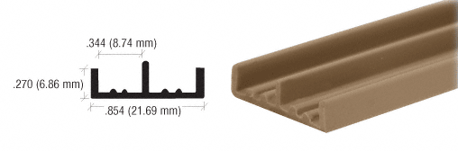 C.R. Laurence CRL Tan Lower Plastic Track for 1/4&quot; Panels - 12 ft long | D702T