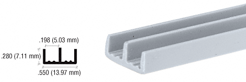 C.R. Laurence CRL Lower Gray Plastic Track for 1/8&quot; Sliding Panels - 12 ft long | D708GRY