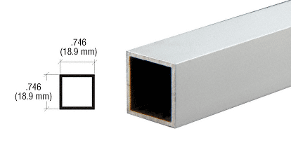 C.R. Laurence CRL Satin Anodized 3/4&quot; Square Aluminum Tubing - 12 ft Long | D70A