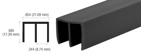 C.R. Laurence CRL Black Upper Plastic Track for 1/4&quot; Panels - 12 ft long | D712BL