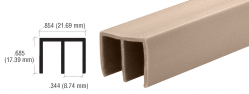 C.R. Laurence CRL Tan Upper Plastic Track for 1/4&quot; Panels - 12 ft long | D712T