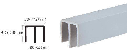 C.R. Laurence CRL Upper Gray Plastic Track for 3/16&quot; Sliding Panels - 12 ft long | D716GRY
