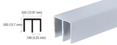 C.R. Laurence CRL Upper Gray Plastic Track for 1/8&quot; Sliding Panels - 12 ft long | D718GRY