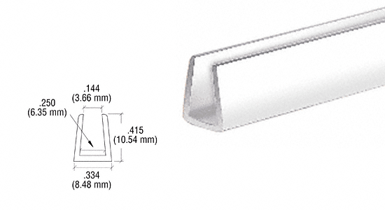 C.R. Laurence CRL 1/4&quot; White Plastic U-Channel - 12 ft Long | D720W
