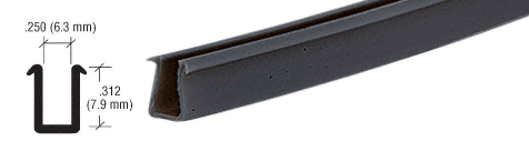 C.R. Laurence CRL Flat Black Semi-Rigid Showcase Vinyl for 1/4&quot; Glass - 12 ft long | D781FB