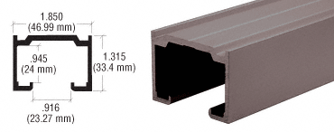 C.R. Laurence CRL 1-7/8&quot; Duranodic Bronze Overhead Track for Pass-Thru Windows - 12 Ft Long | D7DU