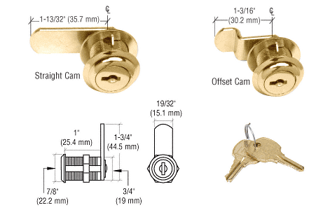 C.R. Laurence CRL Gold Plated Finish Cam Lock | D805GP