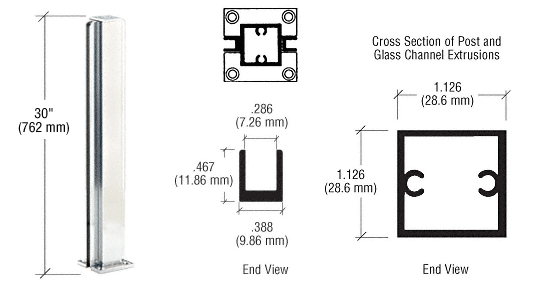 C.R. Laurence CRL Brite Anodized 30&quot; Center Standard Partition Post | D990BA30C