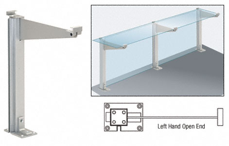 C.R. Laurence CRL D995 Series Satin Anodized 18&quot; Left Hand Open End Partition Post With Top Shelf | D995ALH0E