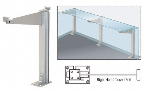 C.R. Laurence CRL Satin Anodized 18&quot; Right Hand Closed End Partition Post With Shelf Bracket | D995ARHCE
