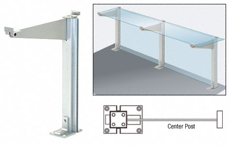C.R. Laurence CRL D995 Series Brite Anodized 18&quot; Center Partition Post With Top Shelf | D995BAC