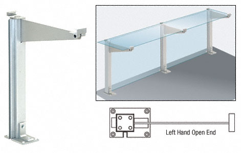 C.R. Laurence CRL D995 Series Brite Anodized 18&quot; Left Hand Open End Partition Post With Top Shelf | D995BALH0E