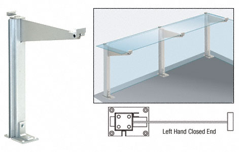 C.R. Laurence CRL D995 Series Brite Anodized 18&quot; Left Hand Closed End Partition Post With Shelf Bracket | D995BALHCE