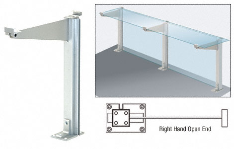 C.R. Laurence CRL D995 Series Brite Anodized 18&quot; Right Hand Open End Partition Post With Top Shelf | D995BARH0E