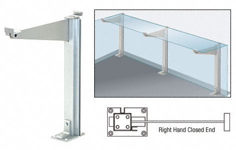 C.R. Laurence CRL D995 Series Brite Anodized 18&quot; Right Hand Closed End Partition Post With Shelf Bracket | D995BARHCE