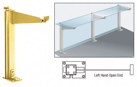 C.R. Laurence CRL D995 Series Brite Gold Anodized 18&quot; Left Hand Open End Partition Post With Top Shelf | D995BGALH0E