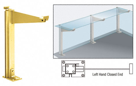 C.R. Laurence CRL D995 Series Brite Gold Anodized 18&quot; Left Hand Closed End Partition Post With Shelf Bracket | D995BGALHCE