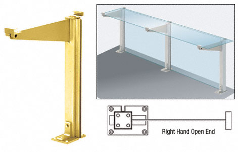 C.R. Laurence CRL D995 Series Brite Gold Anodized 18&quot; Right Hand Open End Partition Post With Top Shelf | D995BGARH0E