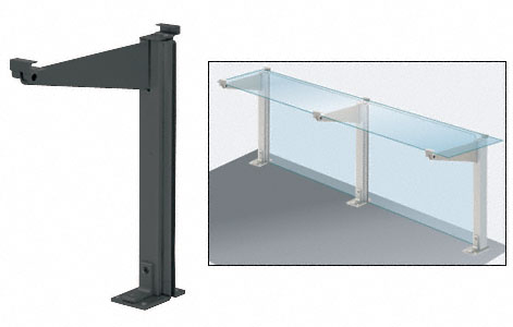 C.R. Laurence CRL Black Custom Counter Partition Post With Top Shelf Bracket | D995BL