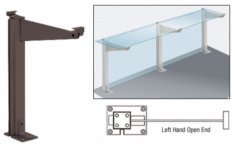 C.R. Laurence CRL D995 Series Duranodic Bronze 18&quot; Left Hand Open End Partition Post With Top Shelf | D995DULH0E