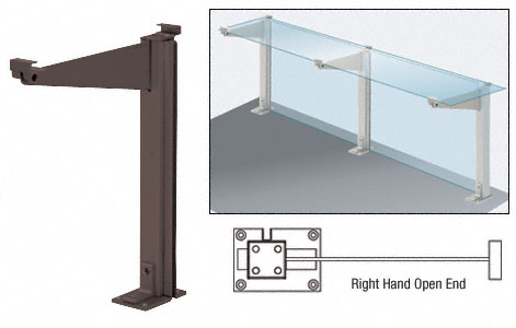 C.R. Laurence CRL D995 Series Duranodic Bronze 18&quot; Right Hand Open End Partition Post With Top Shelf | D995DURH0E