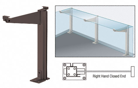 C.R. Laurence CRL D995 Series Duranodic Bronze 18&quot; Right Hand Closed End Partition Post With Shelf Bracket | D995DURHCE