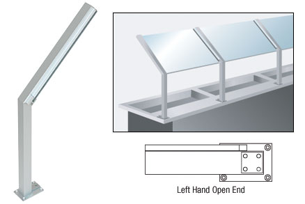 C.R. Laurence CRL Satin Anodized D999 Series 23&quot; Left Hand Open End Sneeze Guard Post | D999ALH0E