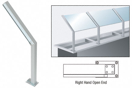 C.R. Laurence CRL Satin Anodized D999 Series 23&quot; Right Hand Open End Sneeze Guard Post | D999ARH0E