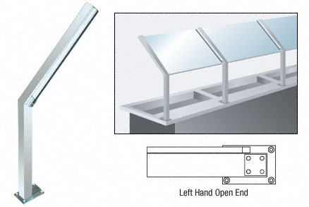 C.R. Laurence CRL Brite Anodized D999 Series 23&quot; Left Hand Open End Sneeze Guard Post | D999BALH0E