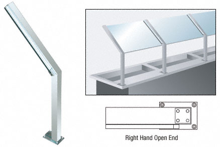 C.R. Laurence CRL Brite Anodized D999 Series 23&quot; Right Hand Open End Sneeze Guard Post | D999BARH0E