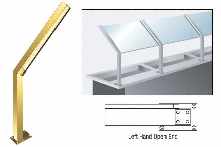 C.R. Laurence CRL Brite Gold Anodized D999 Series 23&quot; Left Hand Open End Sneeze Guard Post | D999BGALH0E