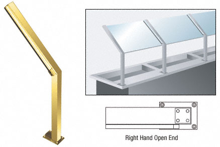 C.R. Laurence CRL Brite Gold Anodized D999 Series 23&quot; Right Hand Open End Sneeze Guard Post | D999BGARH0E